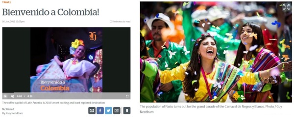 Consulado de Colombia en Auckland destaca la publicación “Colours of Colombia: All the fun on the fiesta in Latin America” del New Zealand Herald