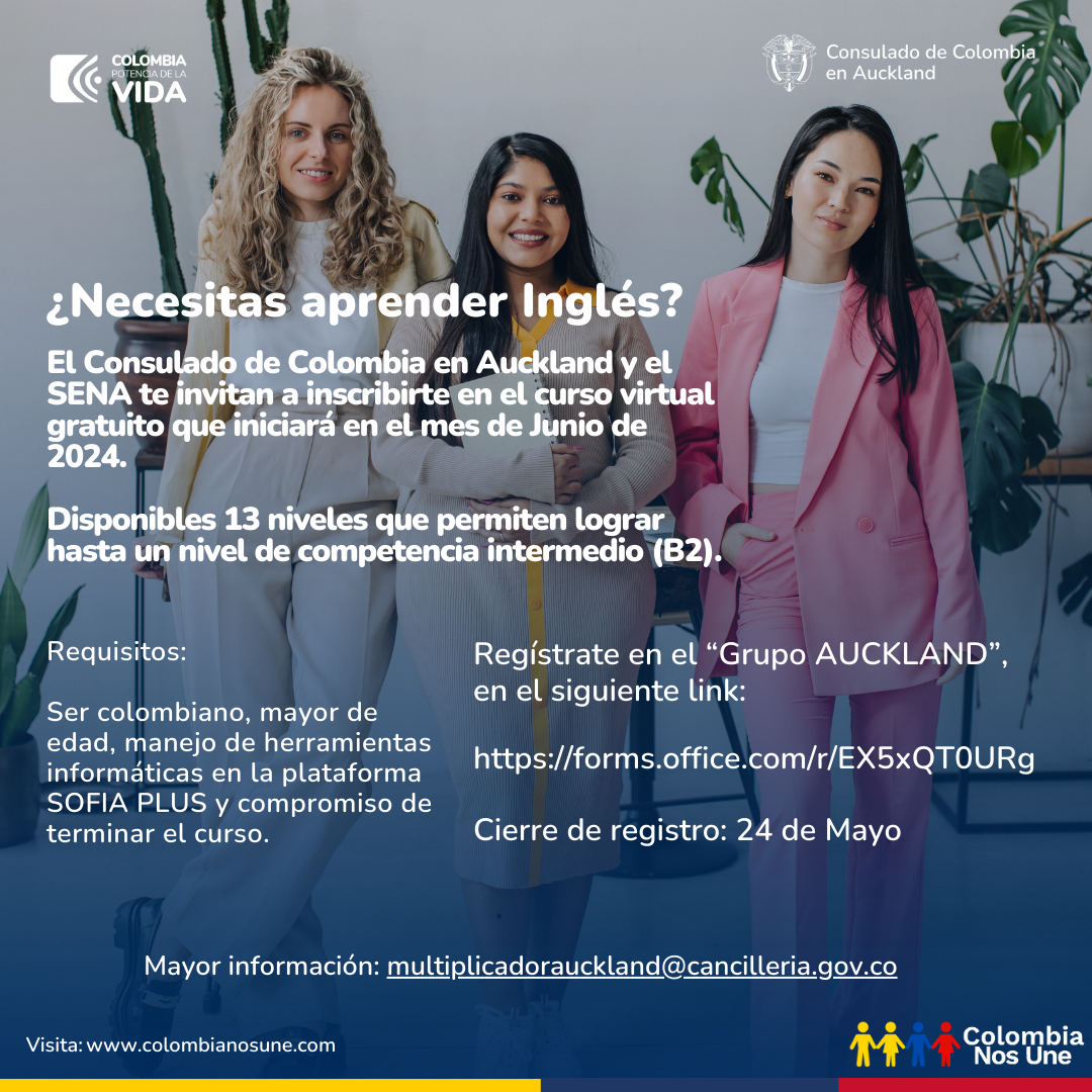 Curso de inglén para colombianos en Auckland