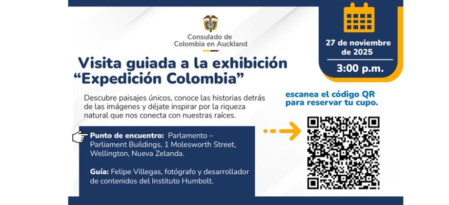 Consulado en Auckland invita a la visita guiada a la exhibición “Expedición Colombia”
