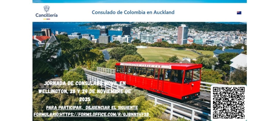 Consulado Móvil en la ciudad de Wellington los días 28 y 29 de noviembre de 2025