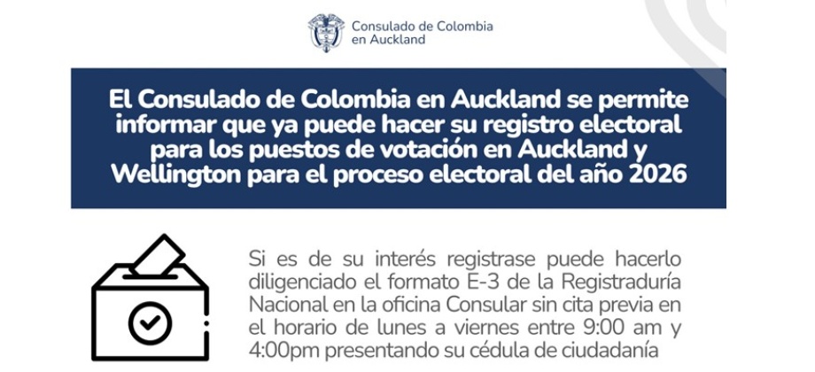 Recuerde que ya puede hacer su registro electoral para las elecciones de 2026