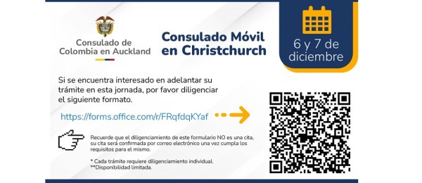 Consulado Móvil en Christchurch 6 y 7 de diciembre de 2024