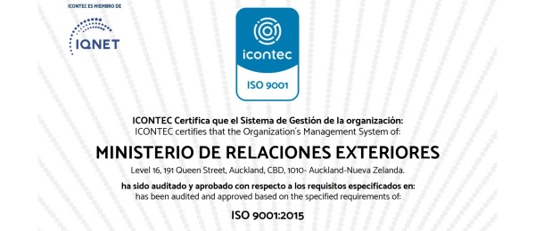 Consulado de Colombia en Auckland recibe la certificación ISO 9001